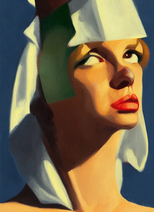 Prompt: portrait of a woman furry face and tinfoil hat by Edward Hopper and James Gilleard, highly detailed