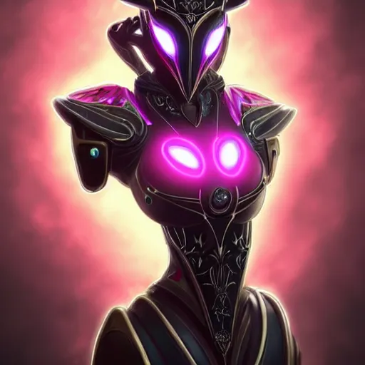 Prompt: highly detailed exquisite fanart, of a beautiful female warframe, but as an anthropomorphic robot female dragon, glowing eyes and robot dragon head, off-white plated armor, bright Fuchsia skin, royal elegant pose, bust shot torso up, epic cinematic shot, realistic, professional digital art, high end digital art, sci fi, DeviantArt, artstation, Furaffinity, 8k HD render, epic lighting, depth of field