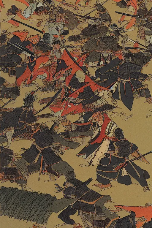 Prompt: a samurai battle by moebius