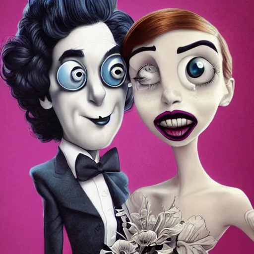 Image similar to Lofi formal portrait Pixar style by Joe Fenton and Stanley Artgerm and Tom Bagshaw and Tim Burton