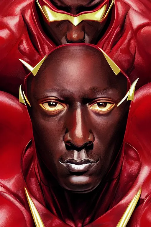 Image similar to Portrait of Wesley Snipes as Flash, DC, justice league, cinematic lighting, intricate, elegant, highly detailed, digital painting, artstation, painted by Artgerm and Mark Waid and Greg Rutkowski and Mandy Jurgens and Snyder