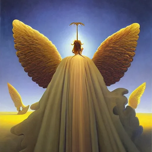 Prompt: an abstract painting, surreal, angels and demons, by vladimir kush