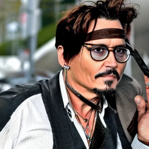 Prompt: Johnny Depp as Tony Stark