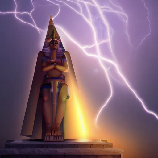 Image similar to egypt god, anubis, light beams, light lines, head, light circles, artstation, highly detailed, perfect lightning, pyramid, amon ra, crystall