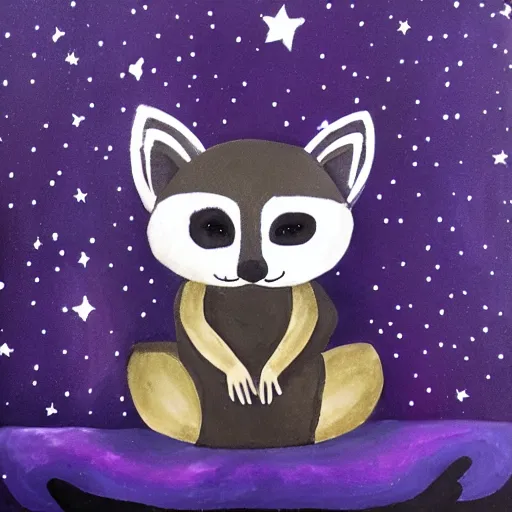 Prompt: purple raccoon in the stars