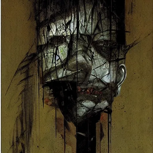Image similar to a rotted face by Dave McKean