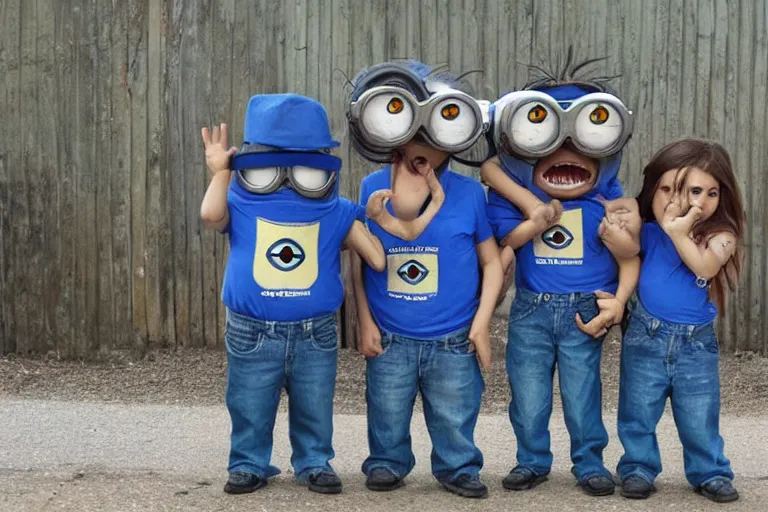 Image similar to minion crip gang members in the ghetto