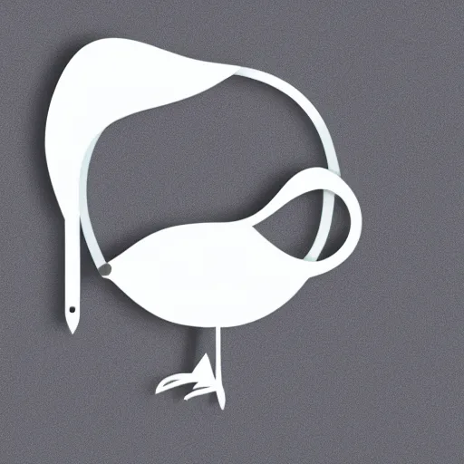 Prompt: a minimal logo of a seagull bird wearing headphones and talking to a microphone at a podcast