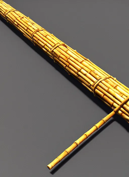 Prompt: rpg item render, a bamboo rod made of gold, Unreal 5, DAZ, hyperrealistic, octane render, dynamic lighting