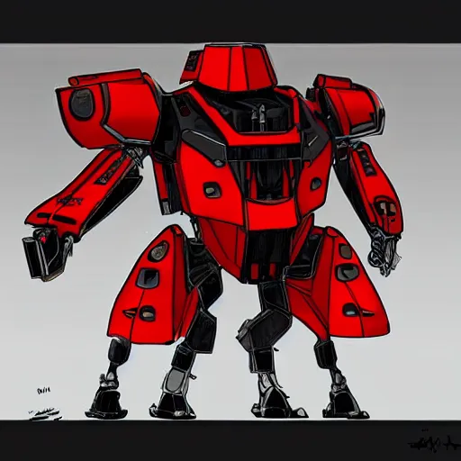 Image similar to concept art of aver sad heavy fat mech, red with a yelow star and made witth metal, looking down and bored, rain, photoshop, trending on artstation by alex ichim and evan leep and salvatorre yazzie, # mechanical design, # mecha, # digital 2 d, # character design