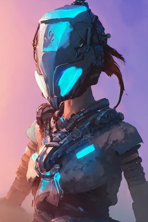 Image similar to combination suit armor aloy horizon forbidden west horizon zero dawn robot ninja mask helmet backpack tribal, art gta 5 comics, official fanart behance hd artstation by jesper ejsing, by rhads, makoto shinkai and lois van baarle, ilya kuvshinov, ossdraws radiating a glowing aura cgi rtx 2 0 2 2