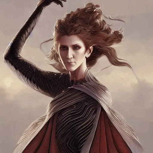 Prompt: charming character celine dion from video game genshin impact, dark aesthetic, intricate, elegant, sharp focus, illustration, highly detailed, digital painting, concept art, matte, art by wlop and artgerm and greg rutkowski and jae lee, masterpiece