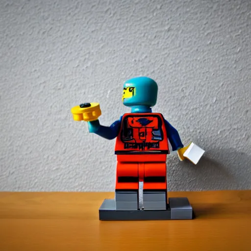 Image similar to lego sculpture of an astronaut catching a huge salmon, thoughtful, elegant, real