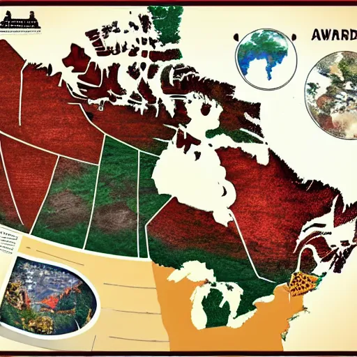 Prompt: a realistic map of canada, award winning photo,