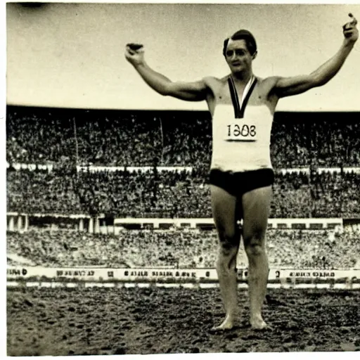 Prompt: Fabricio Carraro getting a gold medal at the summer olympics in 1939
