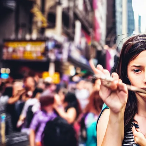 Image similar to girl in new york casting spell in crowd