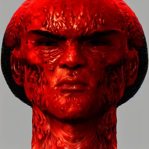 Image similar to portrait of guts from berserk submerged in red water, extremely detailed, made by Justin Fields artstation, zbrush