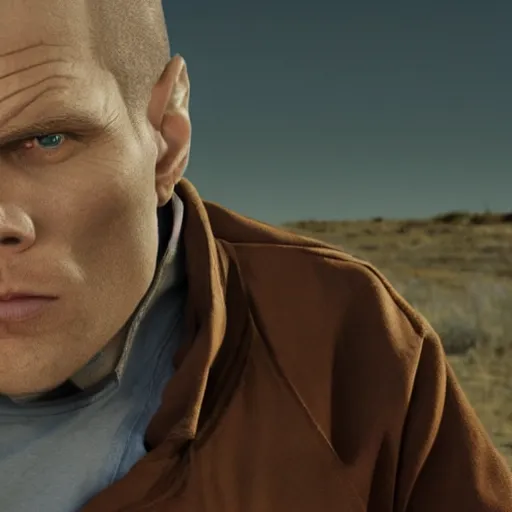 Image similar to Live Action Still of Jerma in Breaking Bad, real life, hyperrealistic, ultra realistic, realistic, highly detailed, epic, HD quality, 8k resolution, body and headshot, film still