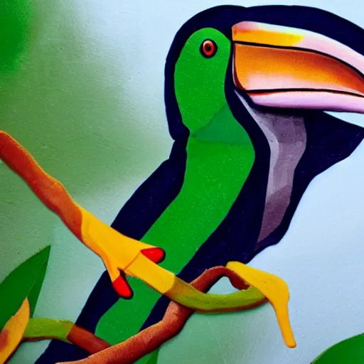 Prompt: a toucan and frog hybrid