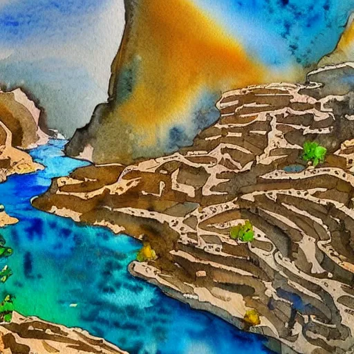Image similar to watercolor kurdish destination, highly detailed, 4 k