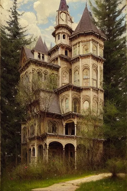 Image similar to ( ( ( ( ( ( ( ( ( ( ( gothic revival castle ) ) ) ) ) ) ) ) ) ) ) painted by solomon joseph solomon and richard schmid and jeremy lipking!!!!!!!!!!!!!!!!!!!!!!!!!!!!