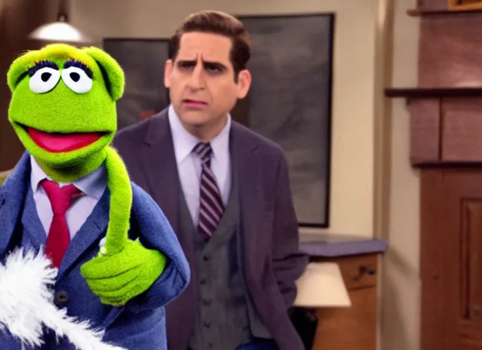 Image similar to film still of muppet muppet Michael Scott as a muppet from The Office, 4k