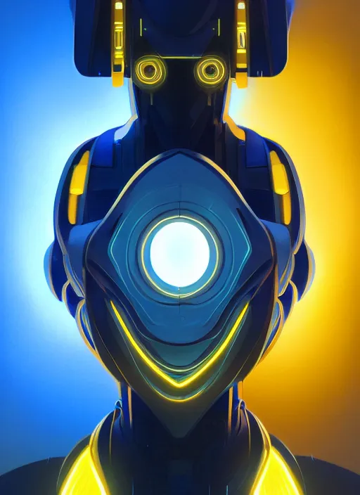 Prompt: symmetry!! portrait of robot, sci - fi, tech wear, blue and yellow glowing lights!! intricate, elegant, highly detailed, digital painting, artstation, concept art, smooth, sharp focus, illustration, art by artgerm and greg rutkowski and alphonse mucha