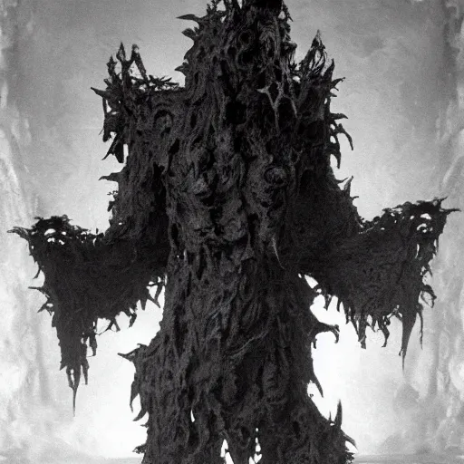 Prompt: unique monster from the abyss. interdimensional caretaker of the fallen. photo.