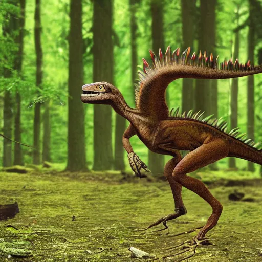 Image similar to National Geographic photo of velociraptor in the Forrest