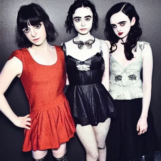 Image similar to beautiful gothic portrait of Maisie Williams, Krysten Ritter, Anne Hathaway and Natalia Dwyer Christina Ricci and Lily Collins