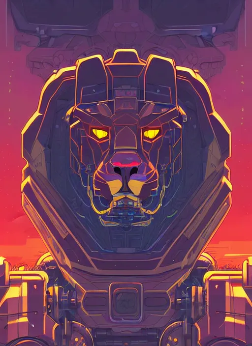 Image similar to a lion mecha by dan mumford, center frame singular high fantasy character concept art symmetrical features, digital painting, sharp focus, illustration