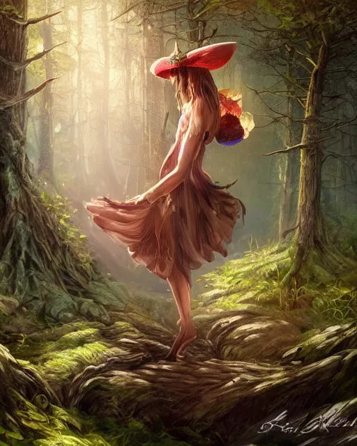 Image similar to Fox singer singing in forest, portrait, wearing hat, magical notes, fairy atmosphere, magic the gathering artwork, D&D, fantasy, cinematic lighting, centered, symmetrical, highly detailed, digital painting, artstation, concept art, smooth, sharp focus, illustration, volumetric lighting, epic Composition, 8k, art by Akihiko Yoshida and Greg Rutkowski and Craig Mullins, oil painting, cgsociety