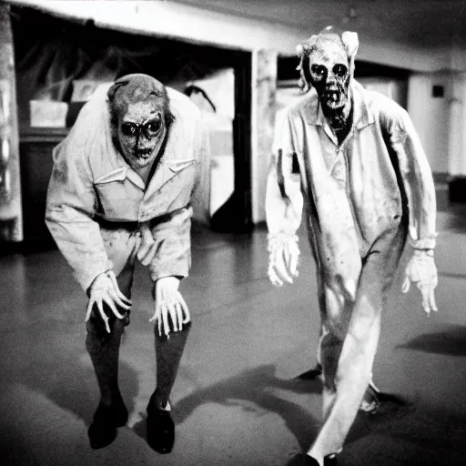 Image similar to real life irradiated walking zombie 1950s black and white award winning photo highly detailed, highly in focus, highly life-like Arriflex 35 II, by stanley kubrick