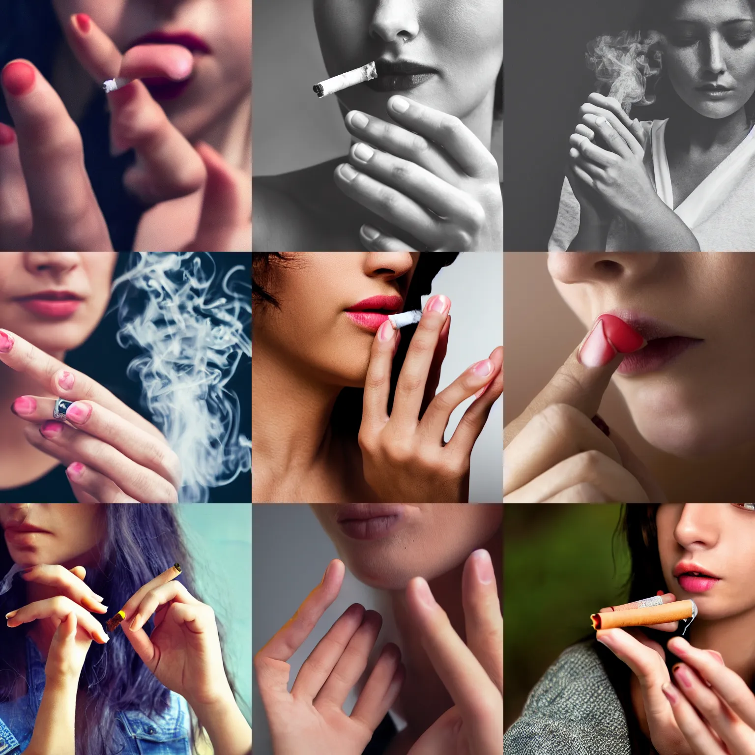 Prompt: Smoking, women hand, photo, 4k