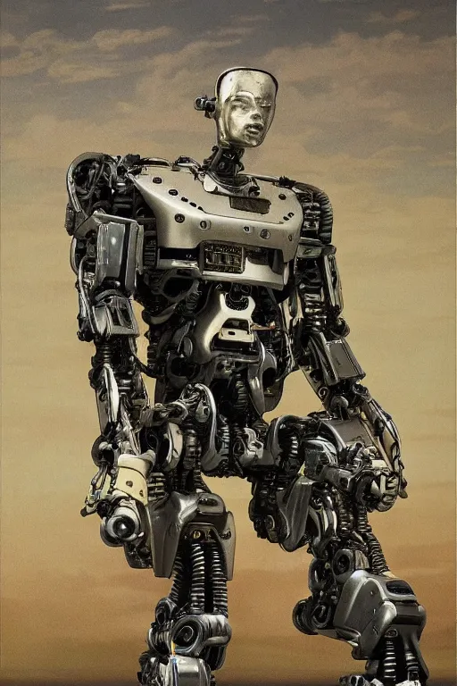 Prompt: a mech japanese robot, 8 k, hdr, great light, gustave courbet, annie leibowitz