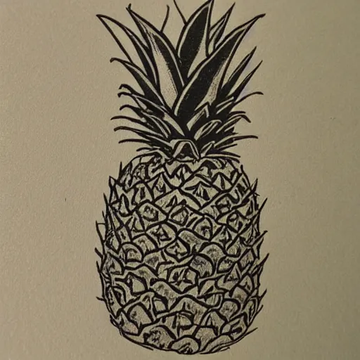 Prompt: image of a pineapple, banknote engraving art