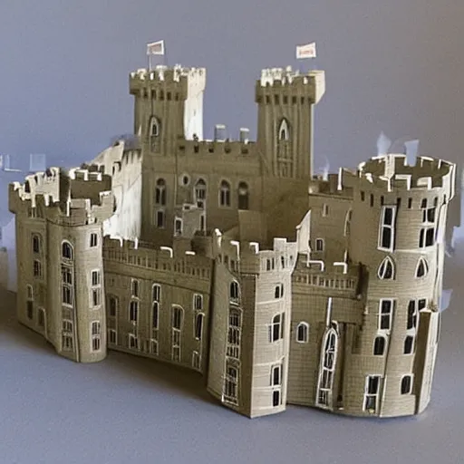 Image similar to a model of windsor castle made of paper clips