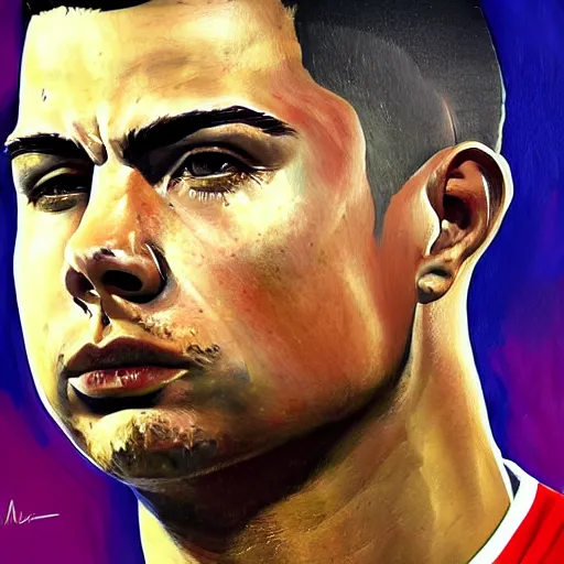 Prompt: a very detailed painting of ronaldo luis nazario de lima, by mathieu st - amour trendin on artstation