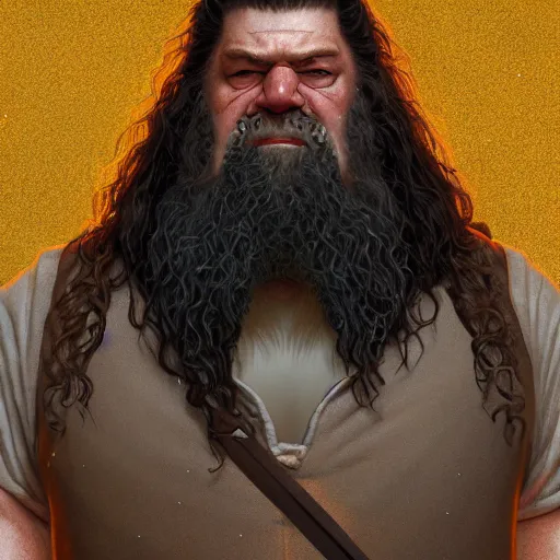 Image similar to hagrid, au naturel, hyper detailed, digital art, trending in artstation, cinematic lighting, studio quality, smooth render, fluorescent skin, unreal engine 5 rendered, octane rendered, art style by klimt and nixeu and ian sprigger and wlop and krenz cushart