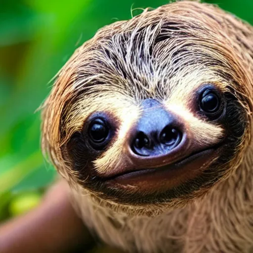 Image similar to a photo of a hybrid animal which is half sloth and half frog