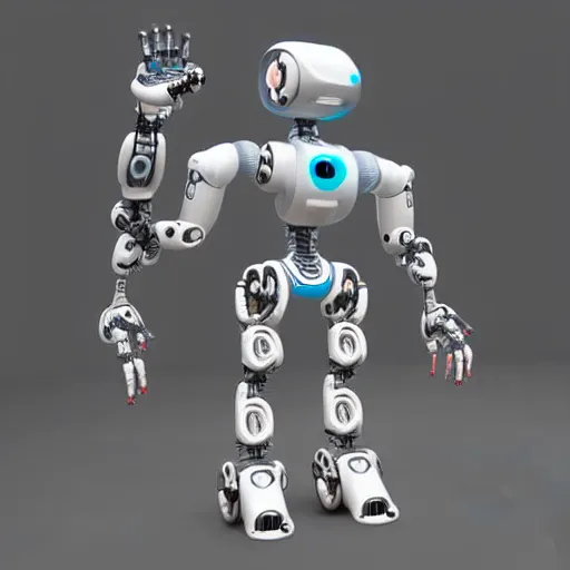 Prompt: playable robot character being constructed by a complex machine, high res render