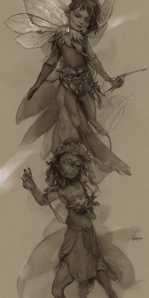 Image similar to Concept art of a little fairy by Even Amundsen, pencil