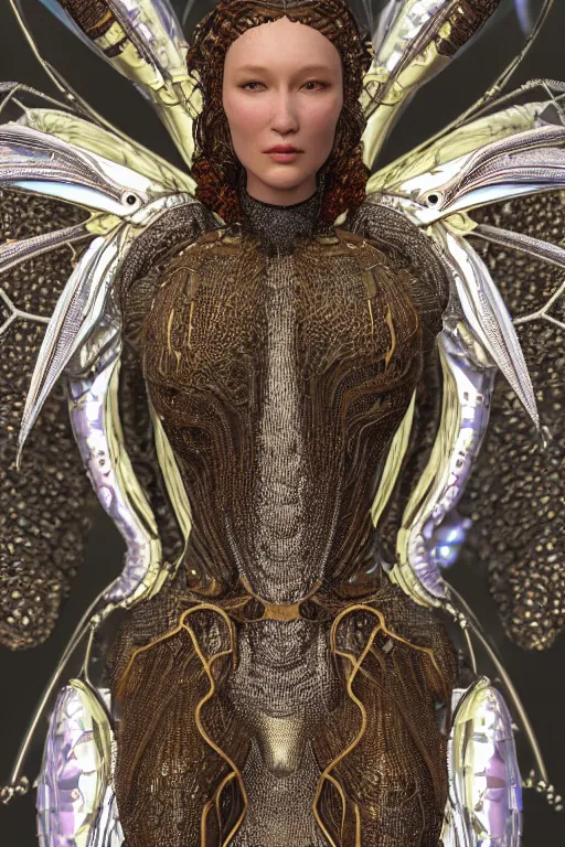 Prompt: a highly detailed metahuman 4 k close up render of an alien goddess bella hadid as doctor octopus in iris van herpen dress schiaparelli in diamonds swarovski and jewelry in style of alphonse mucha gustav klimt trending on artstation made in unreal engine 4