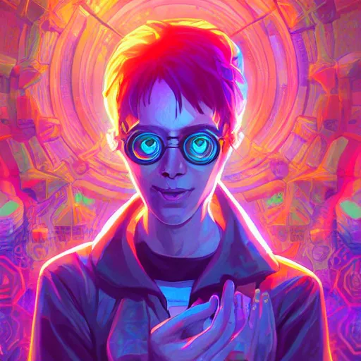 Image similar to skill magic geek inside matrix deepdream radiating a glowing aura stuff loot legends stylized digital illustration video game icon artstation lois van baarle, ilya kuvshinov, rossdraws,