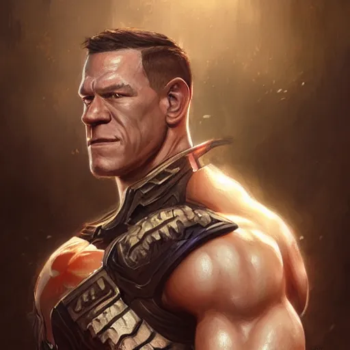 Prompt: john cena, d & d, fantasy, portrait, highly detailed, digital painting, trending on artstation, concept art, sharp focus, illustration, art by artgerm and greg rutkowski and magali villeneuv