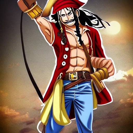 Image similar to Captain Jack Sparrow as Monkey D. Luffy, Anime Captain Jack Sparrow, Stretchy rubber arms