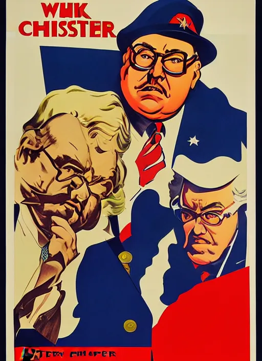 Image similar to american propaganda poster. gk chesterton. portrait by jean giraud and anton otto fischer and john philip falter and will eisner and gil elvgren