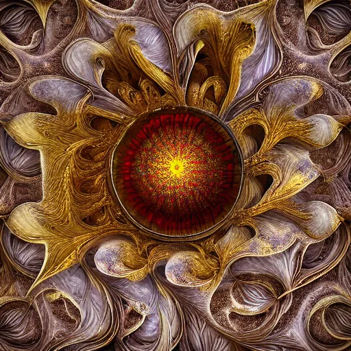 Image similar to human, flowers, mandelbrot fractal, veins, arteries, intricate, golden ratio, full frame, microscopic, elegant, highly detailed, ornate, ornament, sculpture, elegant , luxury, beautifully lit, ray trace, unreal, eye fish lens, 3d, PBR, in the style of peter Gric and Romero Ressendi