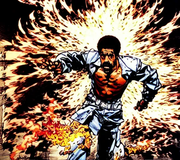 a scene of richard pryor running around while on fire, | Stable ...