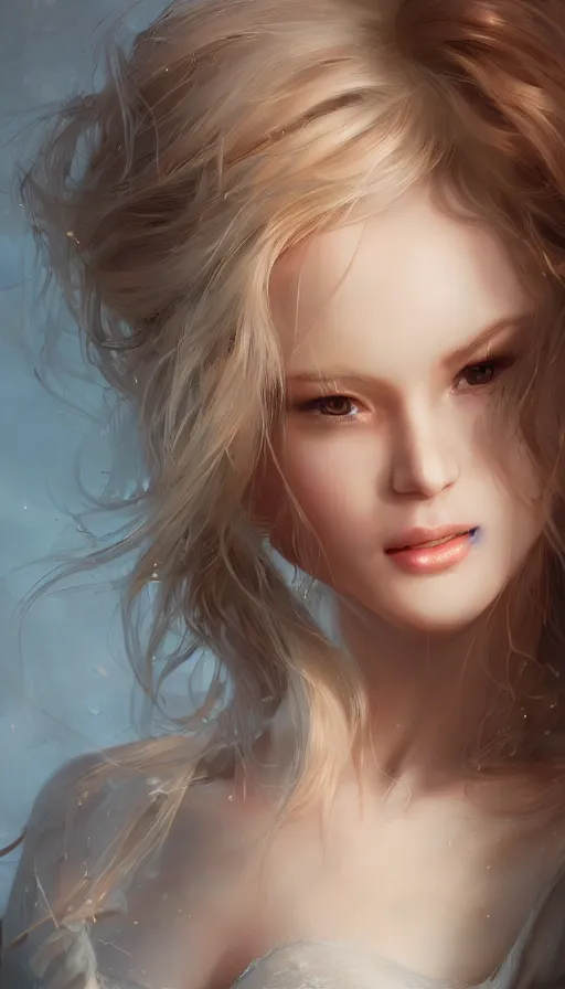 Image similar to angelic young female | | seductive - fine - face, pretty face, key visual, realistic shaded perfect face, fine details by stanley artgerm lau, wlop, nekro, james jean, andrei riabovitchev, marc simonetti, and sakimichan, trending on artstation